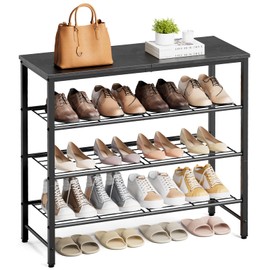 Kitsure Shoe Rack for Closet, Shoe Organizer with Leveling Feet, Sturdy & Rust-Proof Shoe Storage for Entryway, Bedroom, Living Room, 29.5" x 11.4" x 24.8", Black