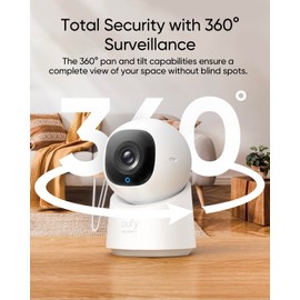 eufy Security Indoor Cam C220 | 2K Resolution Smart Security Camera with 360° coverage, Human/Motion Detection, AI Tracking, Compatible with Alexa and Google Assistant, Night Vision (Renewed)
