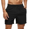 SILKWORLD Men's Quick Dry Beach Shorts with Zip Pockets, black,