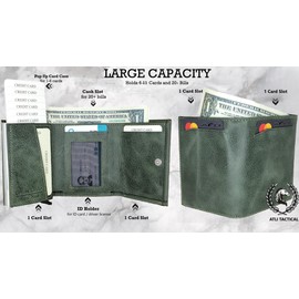 Leather Pop Up Wallet for Men - Smart Wallet for Men - Slim Wallet for Men - Pop Up Metal Case - RFID Blocking Credit Card Wallet - Card Holder Wallet & Cash Slot - Holds Up to 6+4 Cards - ID Window