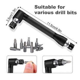 17pcs Flexible Drill Bit Extension, Include 3pcs Impact Socket Adapter 2pcs Hex Shank 105° Right Angle Drill Attachment 10 Short Screwdriver Bits Bendable Drill Bit Extension and 90° Angled Bits