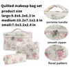 Dkieuyu 3 Pcs Cotton Quilted Makeup Bag Set,Floral Makeup Bag,Cute
