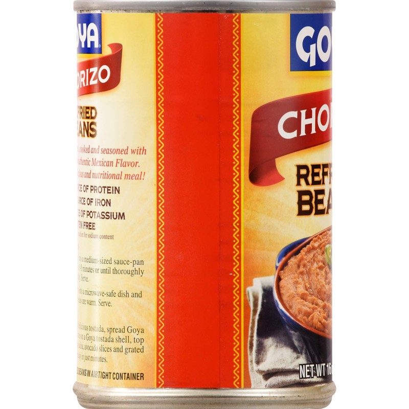 Goya Foods Refried Beans Chorizo, 16 Ounce (Pack of 12)