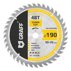 Circular Saw Blade 190 x 30 mm for Wood (Fine) - Saw Blade 190 x 30 for Fine Cuts of Soft and Hardwood (48 Teeth) - Compatible with Makita and Bosch Saw Blade 190 x 30 mm