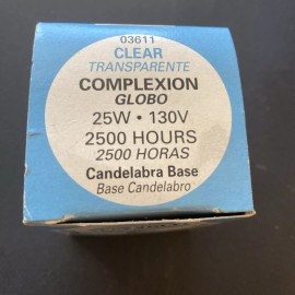 ABCO 25G161/2 130V Clear   Complexion 2500 Hours 25W 130V Candelabra Base Light