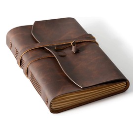 RILIHO Leather Journal Notebook, A5 Size Diary, 6x8.1 Inch, Genuine Leather Journals for Writing, Vintage Style, Ideal for Women and Men, Artists, Travelers, Dark Brown