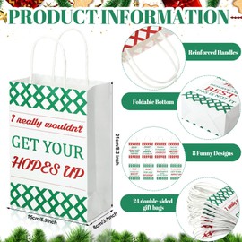 Glenmal Funny Christmas Gift Bags Funny Gift Bag Wrapping Paper Christmas Bags with Handle Gift Wrap Bags for Christmas Hilarious Xmas Gift Bag Christmas Treat Goodie, 5.9 x 3.1 x 8.3 Inch (24 Pcs)