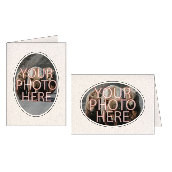 Photographer's Edge, Photo Insert Card (Oval), Natural with Single Border, Set of 10 for 4x6 Photos - Raven Black