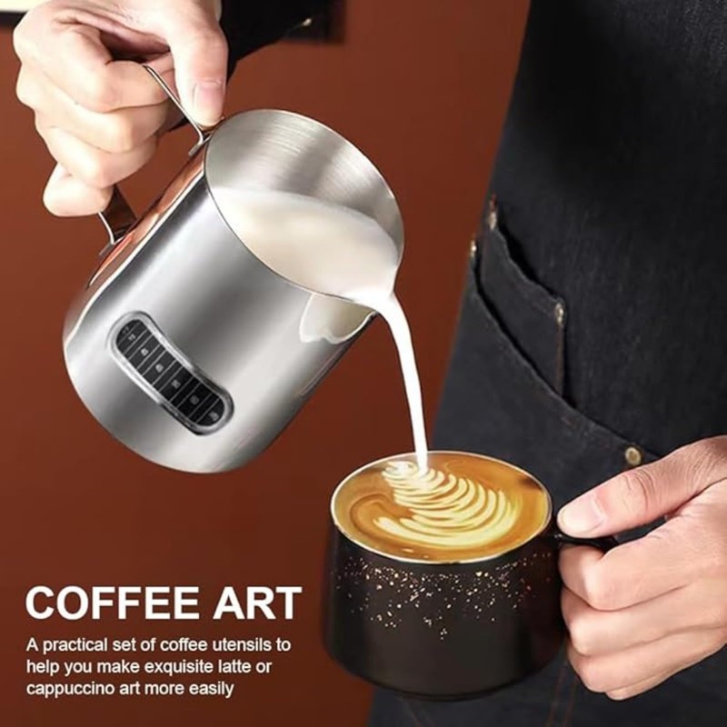 RODISHOMM 600ml Milk Frothing Pitcher with Temperature Control, Stainless Steel