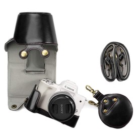 Canon EOS M50, kinokoo Travel and Storage Case for Canon EOS M50 and 15-45mm Lens,PU Leather Cover Bag Protector Case,black