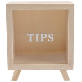 Alipis Wooden Piggy Bank, Small Wooden Coin Bank with Acrylic Pane, Decorative Kids Adults Money Saving Box Tip Display Case for Restaurants, Cafe, Shop, Wedding, Party, Travel