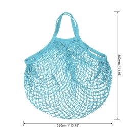 sourcing map Cotton Mesh Bag, 15x13.8 Reusable Washable Mesh Net String Grocery Bags Organizer for Fruits Vegetables Shopping Light Blue