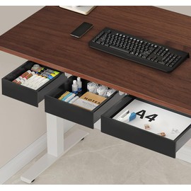SVNNELP Under Desk Table Drawer Storage Organizer,3 Pack Large & Medium & Small Slide Out Desk Drawers - Hidden Desktop Organizer,Adhesive Storage Pencil Tray Under Table(BLACK/LMS)