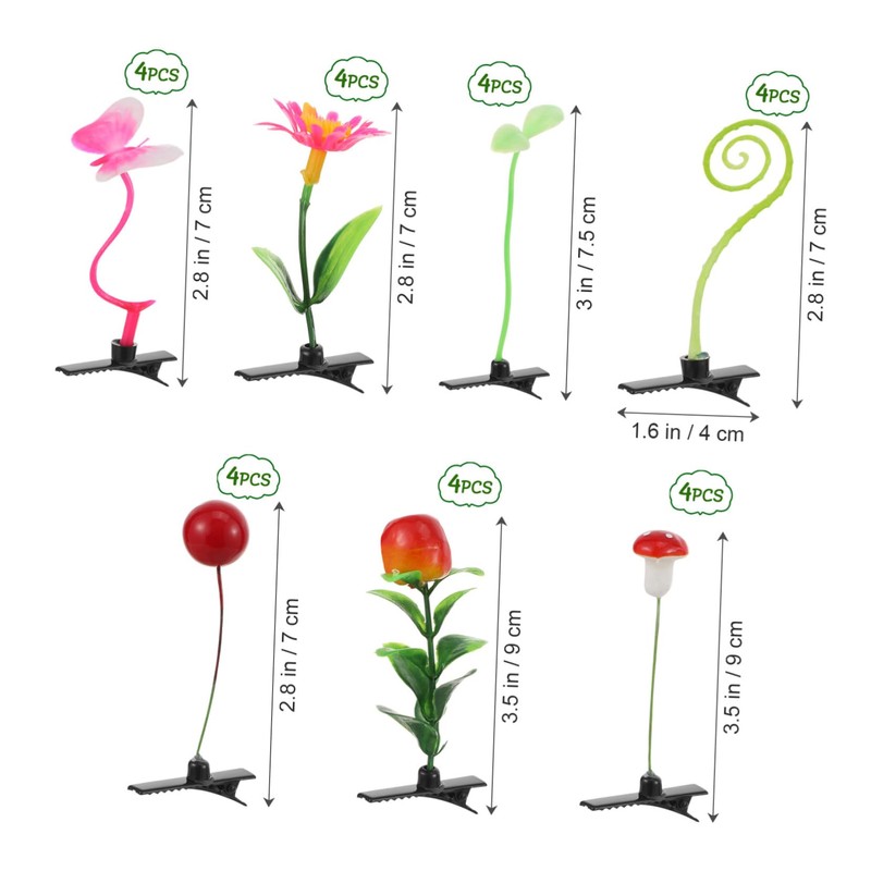 Healvian 56 pcs Simulation Plant Hair Clips Set Creative Duckbill