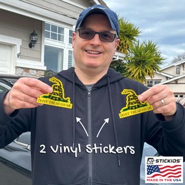 Stickios Dont Tread On Me Stickers for Cars - Gadsden American Flag Rattlesnake Vinyl Stickers (x2) - Don't Tread On Me Decals for Vehicles & Windows (3.8x3.0 Each)