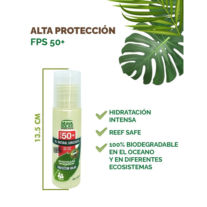 Maya Solar Bloqueador Solar 100% Biodegradable SPF 50+ 75 ml