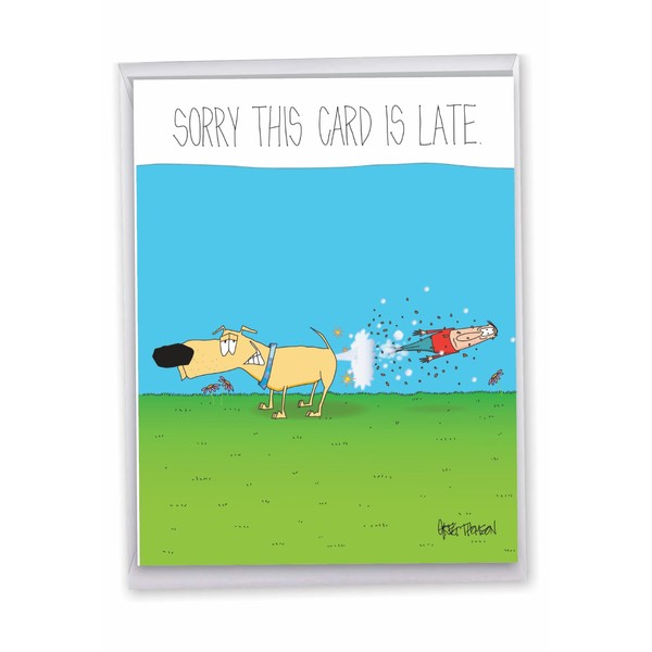 NobleWorks - 1 Jumbo Funny Card for Birthdays (8.5 x 11 Inch) - Cartoon Joke, Humor Bday Card with Envelope - Butt Shot J1273
