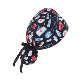 LacksNLids Ponytail Scrub Caps Women with Button, Satin Lined Nurse Caps for Women, Breathable & Adjustable