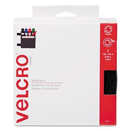 Velcro, 90081, Sticky-Back Hook & Loop Fasteners, 3/4" x 15ft, Black, 1 Roll/Pack, Sold As 2 Packs