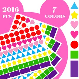 2016 PCS Multi-Shaped Color Coding Stickers 7 Colors 6 Shape Coding Labels Dot Stickers for Toddlers Kid DIY Student Classroom,Office,Etc(Round,Hearts,Stars,Triangle,Square,Rectangle)