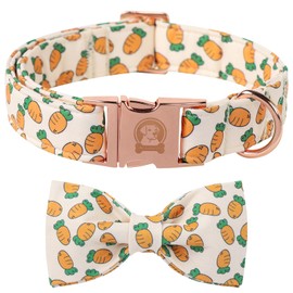 Mr.Chubbyface Easter Dog Collar with Bowtie, Cute Carrot Easter Dog Collar with Metal Buckle,Adjustable Soft Pet Collar for Small Medium Large Dogs
