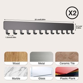 Josmimic Wall Necklace Organizer Holder: Wall Mounted Jewelry Hanging Storage Necklaces Display Hanger Black 2 PCS