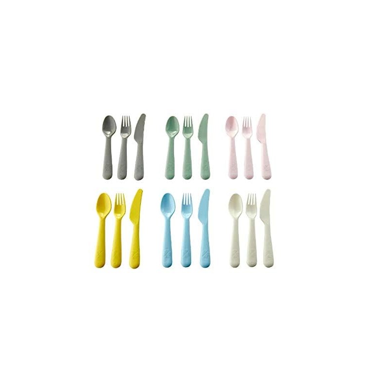 Ikea Plastic 18-Piece Cutlery Set Mixed Colours, Set of 6
