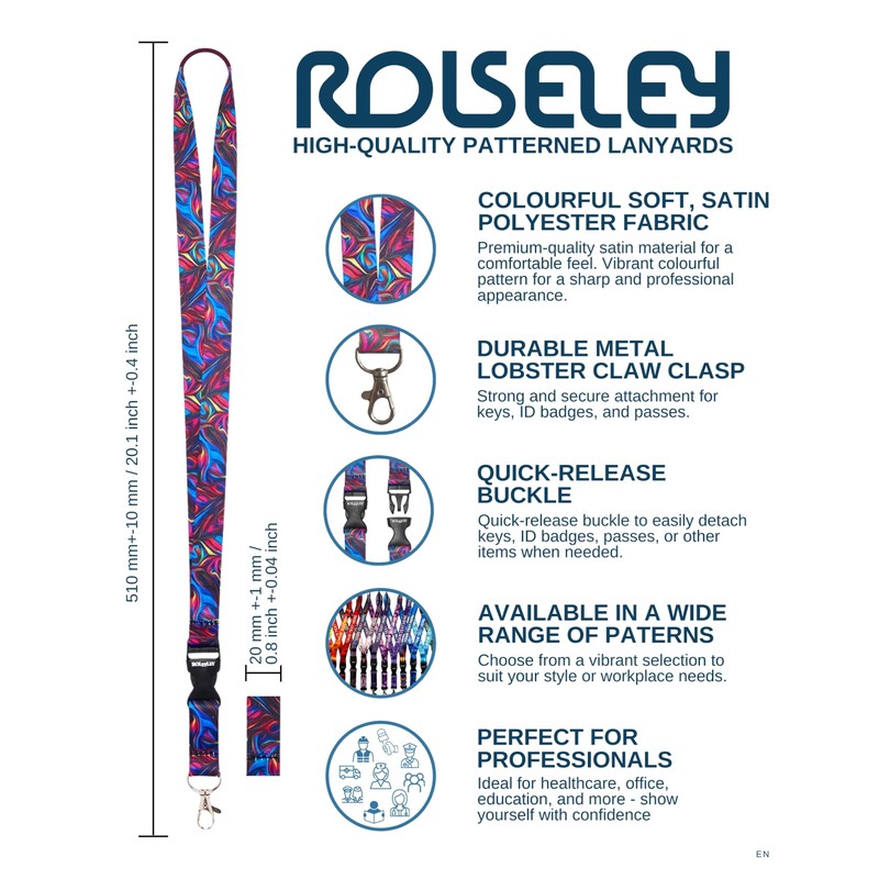 Rolseley Lanyard Neck Strap Camouflage Pattern with Metal Clip +