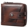 BULLCAPTAIN Genuine Leather Men's Wallet with Zipper Vintage RFID Blocking