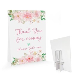 Baby Shower/Bridal Shower/Wedding Decoration Sign- Thank You For Coming Please Take One, Baby Shower Decorations, Blush Flowers Sign for Baby Shower, Floral Bridal Shower Sign (8 x 11 inch) BSS21