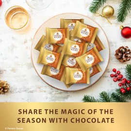 Ferrero Rocher Premium Milk chocolate squares, Hazelnut & Caramel Filling, Individually Wrapped for Sharing, ​3.7 oz