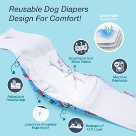 Pet Soft Dog Belly Bands - Washable Dog Diapers Belly Band for Male Dogs, Reusable Male Dogs Wraps 3pack for Doggy Puppy (Sailor, S)