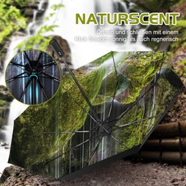 ZUOYOUZ Travel Umbrella Printed with Nature Elements Sun Protection Portable Compact Umbrella, waterfalls