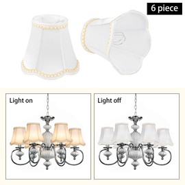Chandelier Lamp Shades，Small Lamp Shades Clip on Bulbs for Candelabra Bulbs, 3" X 5.1" X 4.7" Chandelier Shades 6 Pcs, Mini Lampshades for Table Chandelier Wall Lamp, Home Decor Fabric Linen Shade