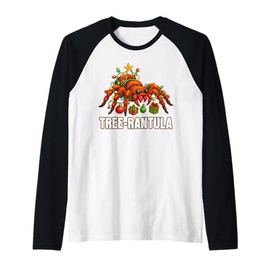 Tree-rantula Xmas Tree Tarantula Arachnid Festive Spider Raglan Baseball Tee