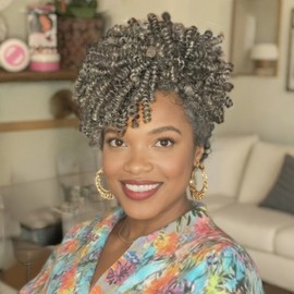 PHOCAS 20'' 3Packs Crochet Braids Short Curly Crochet Hair Wand Curl Hair Extensions for Black Women - 6MM #GREY