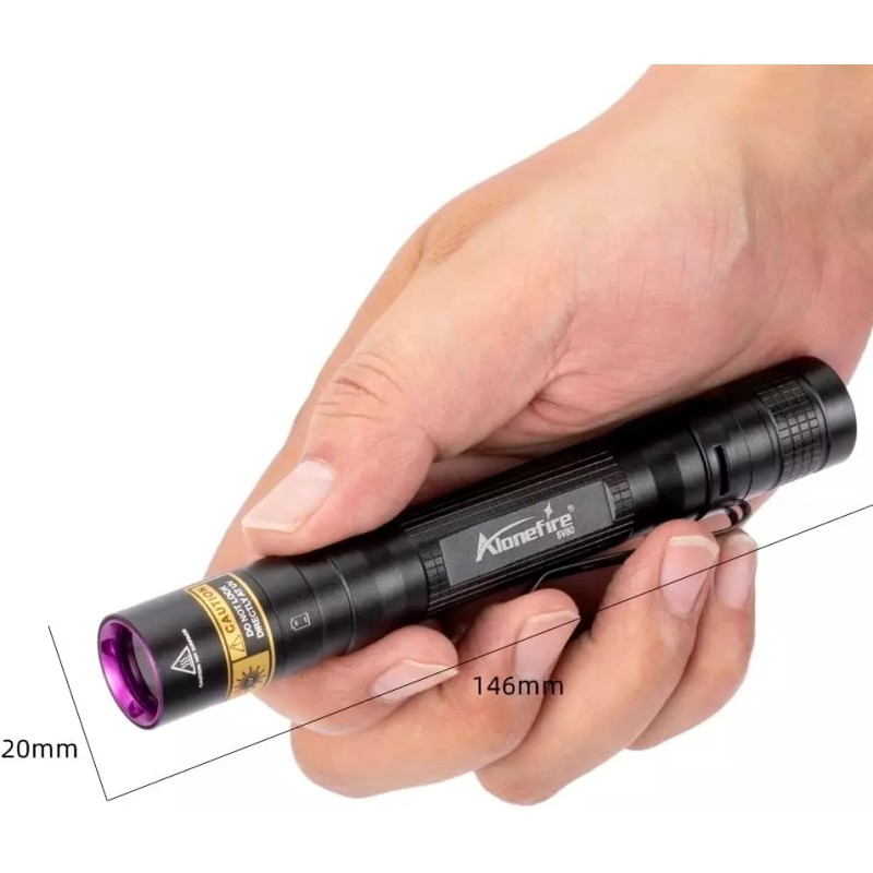 ALONEFIRE SV80 Mini 3W UV Flashlight 365Nm Portable Ultraviolet Black
