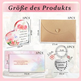 Fugoviin Inspirational Heart Shaped Acrylic Board Set with Keyring Gift for Sister Mum Grandma Women - Transparent, Clear