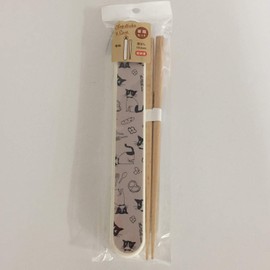 Nakano MM-533 Chopsticks and Chopstick Case Set, Cat, White, Approx. Width 1.2 x Depth 8.3 x Height 0.7 inches (3 x 21 x 1.7 cm), Painted Chopsticks 7.7 inches (19.5 cm), Potter Happy Cat MM-533