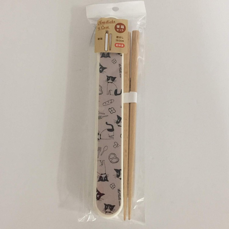 Nakano MM-533 Chopsticks and Chopstick Case Set, Cat, White, Approx.