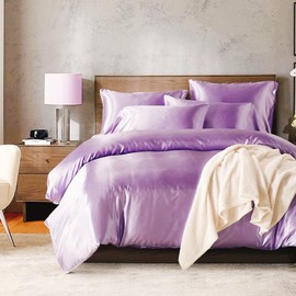 Satin Silky Pillowcases Set for Hair - Pillowcase Covers with Envelope Closure - Cool and Easy to Wash - Pillowcase Set of 2 - Pillow Cover Only Without Insert (Lavendar, Queen(20"x30"))