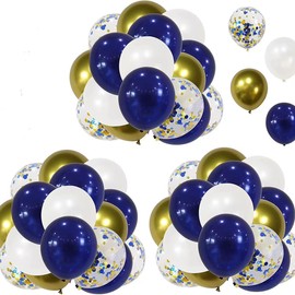 60Pcs Navy Blue and Gold Confetti Balloons kit,12 Inch Pearl White and Metallic Gold Latex Balloons for Graduation, New Year Party, Birthday,Baby Shower,Anniversary,Wedding,Party Decoration