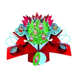 Second Nature Pop Ups Card with Christmas Tree and Owls, XPOP007