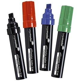Legamaster 7-155594 Presentation Marker TZ 48 Jumbo No Punching on Flipchart Paper, Chisel Tip, Line Width 4 - 12 mm, Set of 4, Assorted Colours