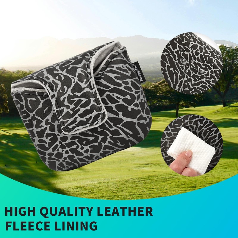 YuEagleSky Golf Club Mallet Putter Head Cover Black with Grey