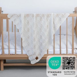 Little Dedi Receiving Blankets Girl/Boy 100% Tencel™ Lyocell 30"x40" Warm White-Hypoallergenic,Oekotex100 Class1,Thermal Regulating,Soft Baby Blankets Neutral-Knit Toddler Blanket-Swaddle Blankets