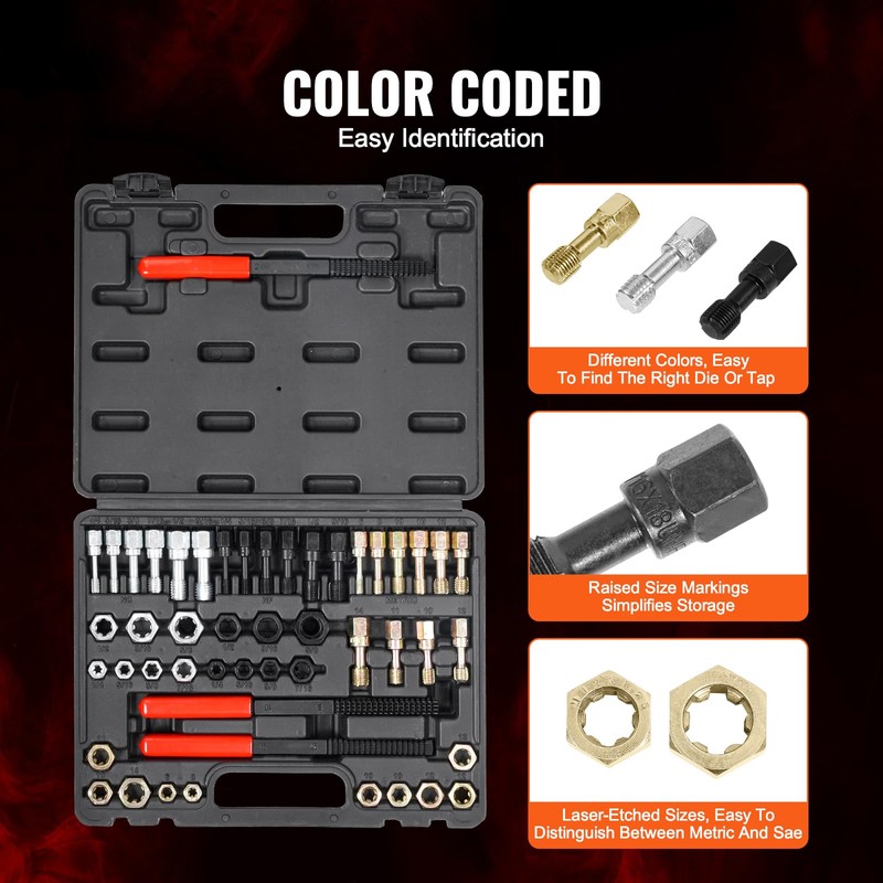 VEVOR Thread Chaser Set - 49-Piece UNC UNF and Metric
