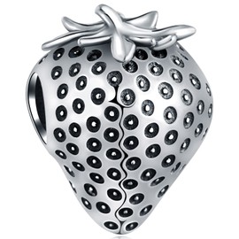 Abalorio de plata envejecida, plata de ley 925, sombrero de cocinero, cara sonriente, cinta de esperanza, fresa dulce, pelota de fútbol, abalorio de personajes de película de árbol hombre, se adapta a