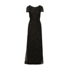 Adrianna Papell Women's Short-Sleeve All Over Sequin Gown, Black, 14