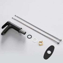 Matte Black Single Handle Bathroom Faucet 9/16\" Hoses Deck Mounted for 1 3 Holes Vanity Sink Faucet for Bath Shower FaucetsColor: as Pic Color